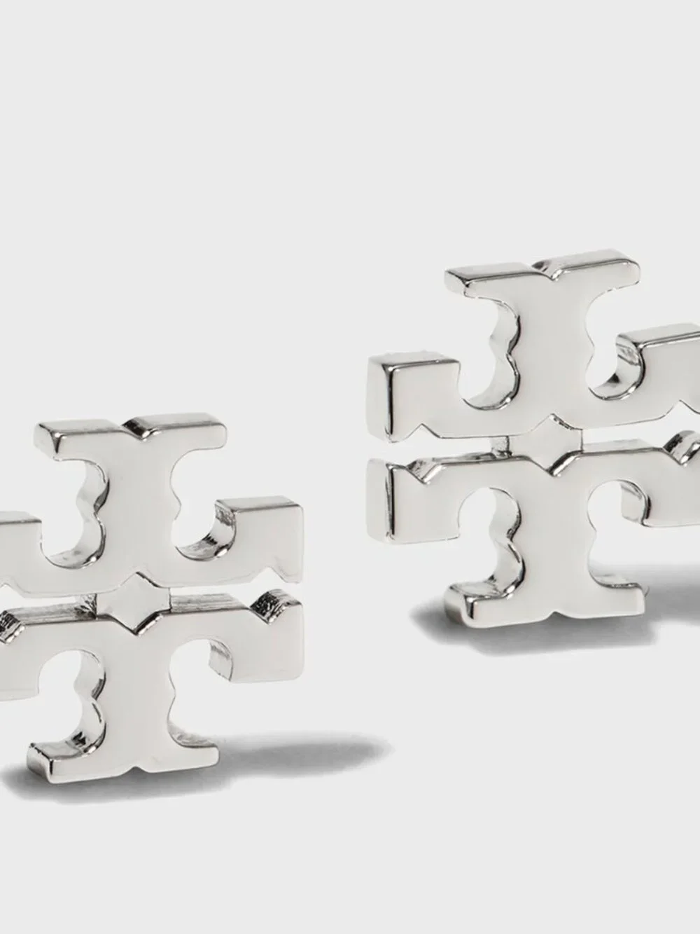 NWT~TORY BURCH~Large Logo Stud Earrings, Silver